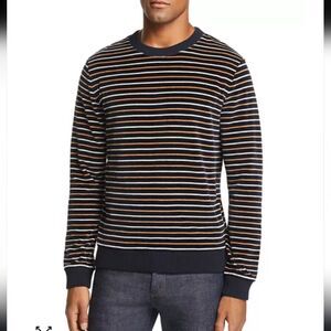 A.P.C.Striped Velour Sweatshirt Navy Blue Mens‎ Size Medium